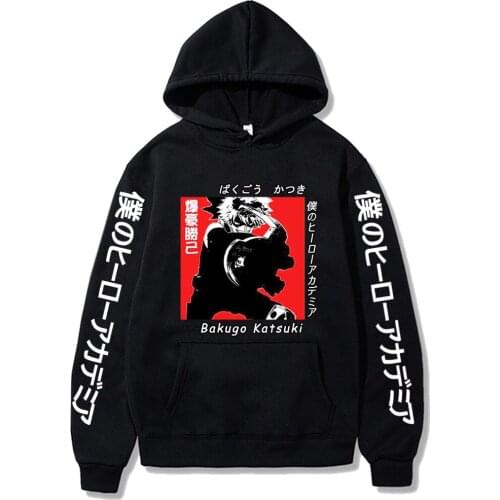 Cool Bakugo Katsuki My Hero Academia Japan Anime Men Hoodies Funny Cartoon Graphic Streetswear Fashion Casual Loose Sweatshirt