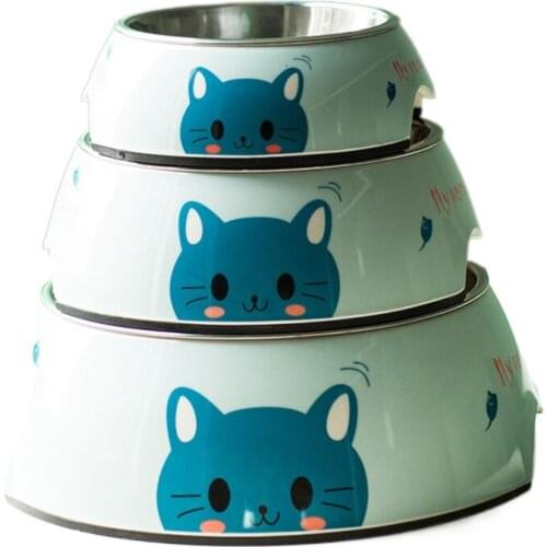 NEW Stainless Steel Dog Bowl for Cat Food Cute Double Bowl Dog Bowls with Stand Pet Bowl Feeding Drinking Water Cat Supplies