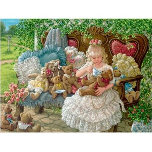Cartoon Bears Diamond Painting Kits Children Girl Diamond Dotz Mosaic Embroidery Picture Crystal Stones Sticker Decal Wall Art