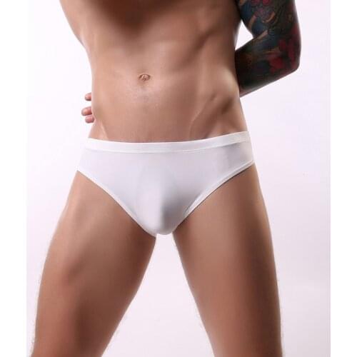 Mens Sexy Underwear Super Thin Breathable Seamless Briefs Underpants Fashion Comfortable Ice Silk Bikini Gay Men Underpants