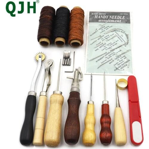 Leather Stitching Tools Set Sewing Adjustable Stitching Needles Awl 150D Waxed Thread for DIY Handmade Craft Supplies Accessorie