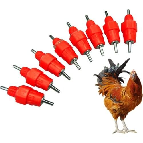10 Pcs /lot Chicken Waterer Drinker Nipples Automatic Red Ball Type Nipples Chicken Angle Farming Equipment Poultry Bird Waterer