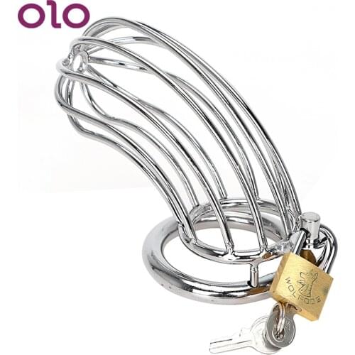 OLO Cock Cage Penis Cock Ring Sleeve Lock Stainless Steel Male Chastity Device Sex Toys for Men Lockable Sex Products
