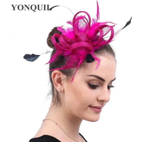 Magenta Tea Party Haircombs Headwear Fascinators Hats Female Elegant Hair Accessories Chic Party Occasion Headdress Wedding Girl