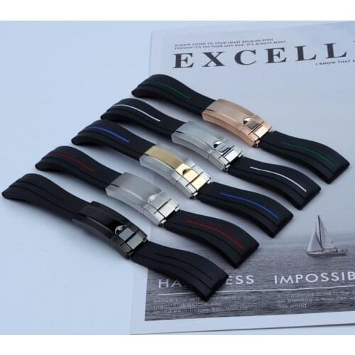 20mm 21mm Black Nature Silicone Rubber Watchband Watch band for Role Strap for Daytona Submariner GMT OYSTERFLEX Bracelet tools