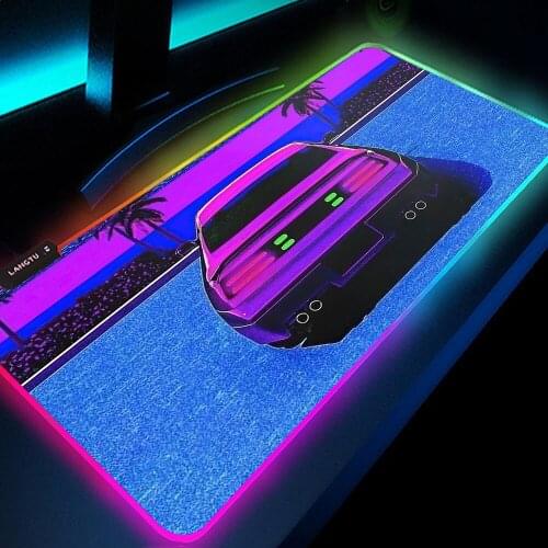 Rgb Carpet Retrowave Gaming Mouse Pad Mausepad Large Keyboard Mouse Mat for Laptop LED Lighting Play Mat Anti Slip Deskmat Anime