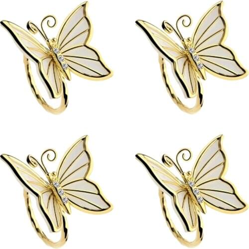 Butterfly Napkin Rings Set of 4 for Family Gathering, Dinner, Wedding Decoration, Christmas, Table Decoration