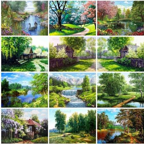 DIY Waterfall Diamond Painting Natural Scenery Full Drill Square/Round Landscape Cross Stitch Mosaic Diamond Kits Wall Decor