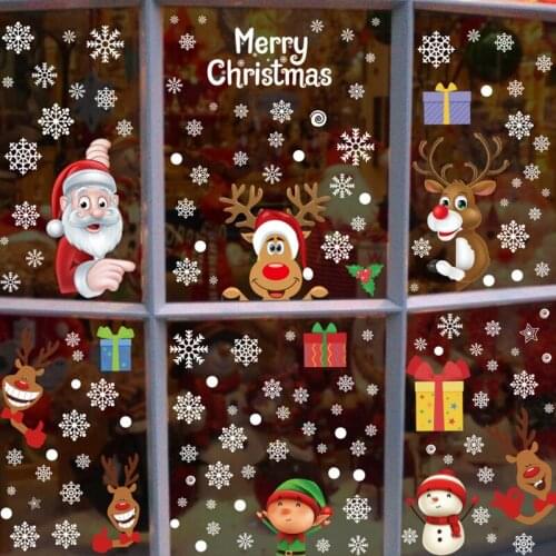 Removable Christmas Sticker Wall Decal Window Glass Sticker Home Adhesive Xmas Decor Door Refrigerator PVC New Year Stickers