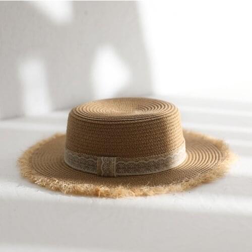 2021 New Seioum Tide Section Burr Straw Hat Ladies Fashion Jazz Hat Wild Couple Beach Sun Hat