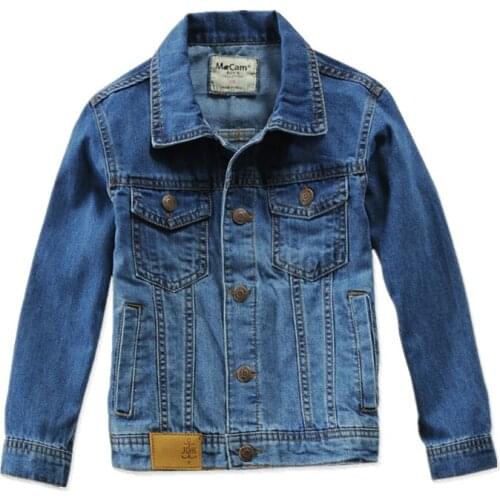 Blue Denim Jacket For Boys Fashion Design Kids Solid Causal Jean Coat Outerwear For Teens Boy 110-160 CM LM073
