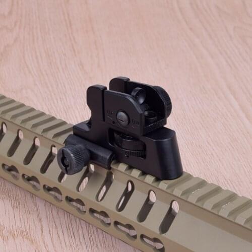 Tactical Rear Iron Sight with Windage Elevation Adjustment Design for Picatinny Rail Mounting AR15 M4A1 M16
