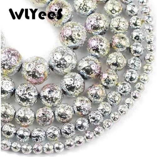 WLYeeS Natural Stone NEW Light Purple lava Hematite Round Loose beads 4 6 8 10 12mm DIY necklace Bracelet Jewelry Making Finding
