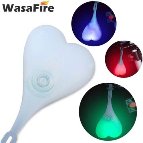 WasaFire Silicone Bike Tail Light Heart Shape Cycling Taillight Waterproof Night Safety Warning Bicycle Light Rear Lamps