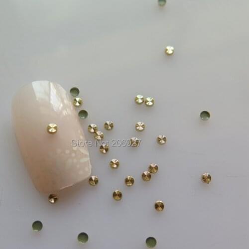 NS-15 30pcs Nail Decoration High Quality 2mm Gold Round Metal Stud Nail Art Decoration