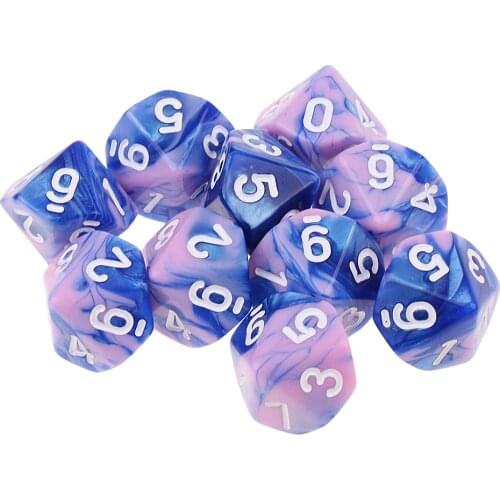 10pcs 10 Sided D10 Polyhedral Dice Double Color for DND RPG MTG Dungeons and Dragons Table Board Games