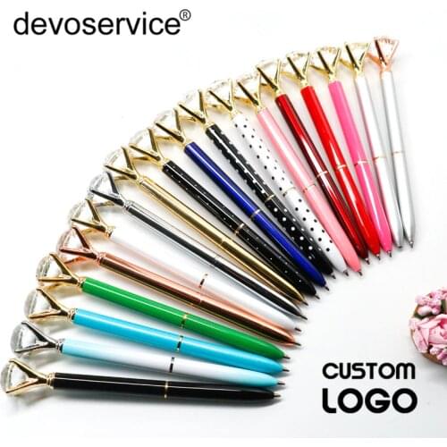 10pcs/lot 0.7mm New Metal Diamond Pen Creative Ballpoint Pens Birthday Gift Signature Pens Office Student Stationery Custom Logo