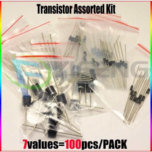 1N4001 1N4004 1N4007 1N5819 1N5399 FR107 RL207,7values=100pcs,Electronic Components Package,Diode Assorted Kit