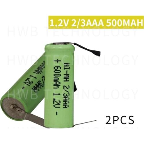 2 Pieces/lot KX Original New 1.2V 2/3AAA 500mAh Ni-Mh 2/3 AAA Ni-Mh Rechargeable Battery With Pins Free Shipping