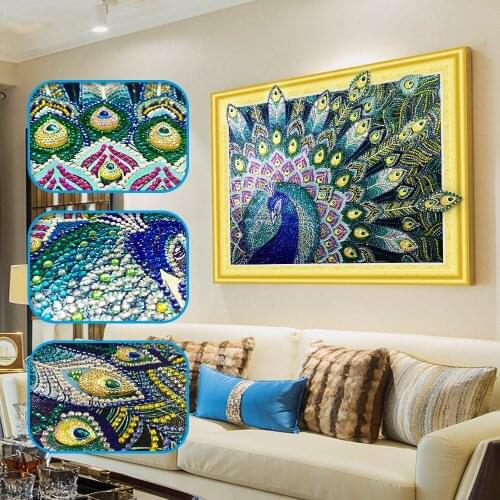 5D DIY Special Shaped Diamond Painting Cross stitch Diamond Embroidery Animal Peacock Picture of Rhinestones Home Decor