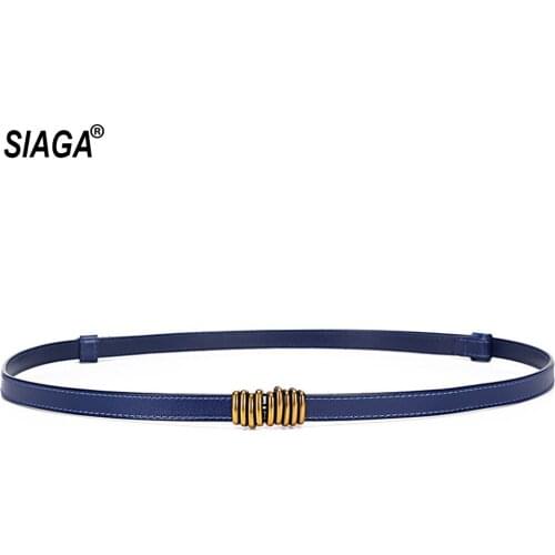Ladies Genuine Belt Simple Leisure Styles Belts Sweaters Decorative Fine Female Blue Leather Belt Accessories 1.4cm Width FCO235