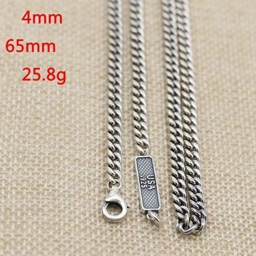 BOCAI New solid S925 sterling silver fashion long sweater chain clavicle chain whip chain 4MM necklace for men and women