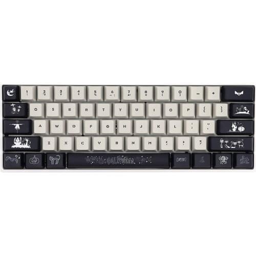 Black White Halloween PBT Keycaps Dye Sub OEM Profile Anime Keycap For Cherry MX Switch 61/87/104/108 Mechanical Keyboard