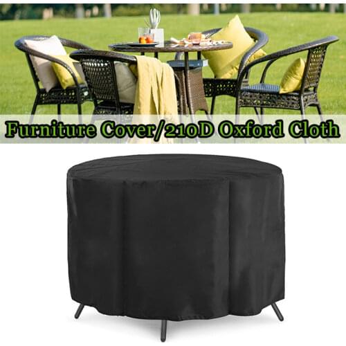 Black Round Furniture Cover Table Cover Outdoor Garden Rain Waterproof Oxford Wicker Sofa Protection Set Garden Patio Tool
