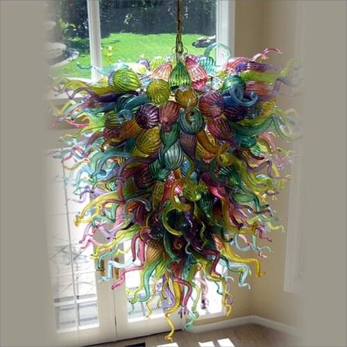 Art Decorative Designer Glass Pendant Lamps Multi Colored Crystal Led Chandelier Light