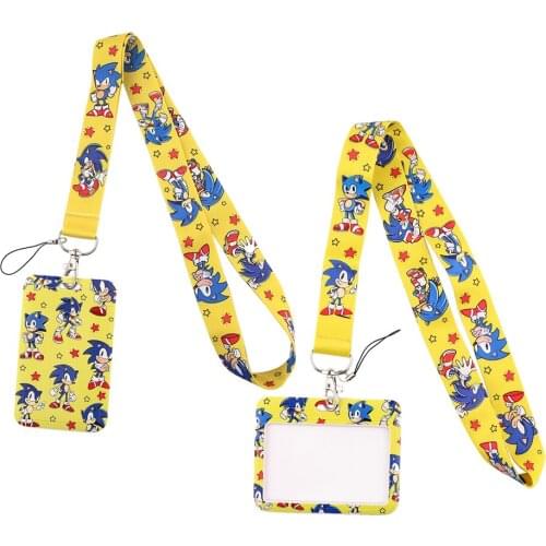 ER773 Anime Speed Boy Yellow Lanyard Card Holder Student Hanging Neck Mobile Phone Lanyard Badge Subway Access Card Holder