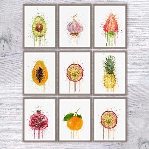 Pomegranate Lemon Pineapple Fruit Kitchen Wall Art Canvas Painting Posters And Prints Cartoon Wall Picture For Living Room Deco