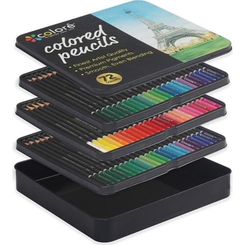 72 Colors Oil Colored Pencils for School Student Wooden Colored Pencil Painting Color Pencil Iron Box Drawing Sketch Pencils