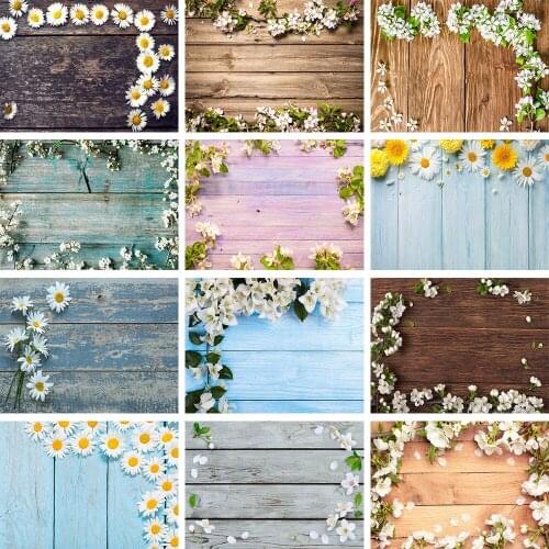 Mocsicka Wooden Backdrop for Photography Color Floor Flowers Wedding Baby Portrait Photo Background Photo Studio Photocall Props