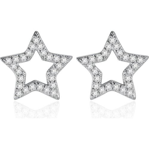 925 Sterling Silver Fashion Shiny Crystal Geometric Design Stud Earrings for Women Girls Jewelry Gift Wholesale Drop Shipping