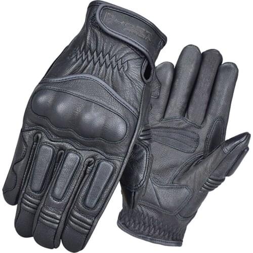 GHOST RACING Retro Motorcycle Gloves Breathable Leather Guantes Moto Men Motocross Gloves Touch Screen Luvas Da Motocicleta