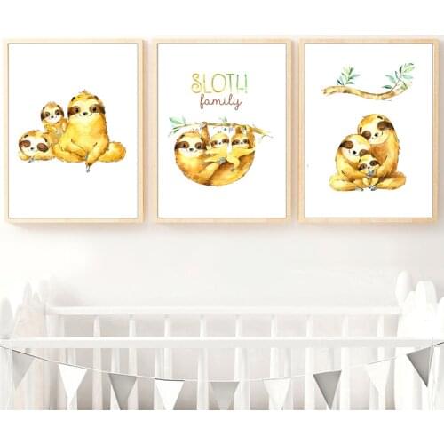 Cartoon Sloth Family Quotes Nordic Posters And Prints Wall Art Canvas Painting Animal Wall Pictures For Baby Kids Room Decor
