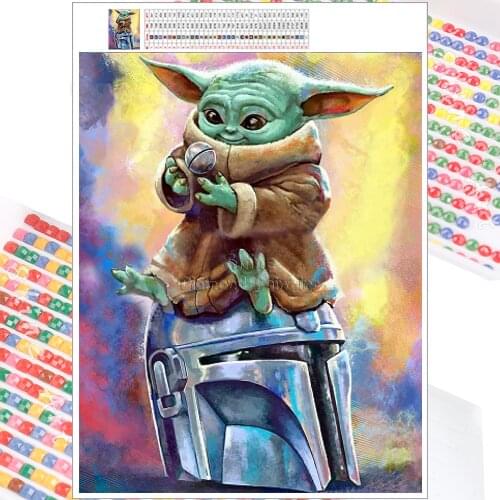 5D Diamond Painting Mosaic Kit Mandalorian Yoda Cartoon Star Wars Disney Embroidery DIY Square Round Christmas Home Decor