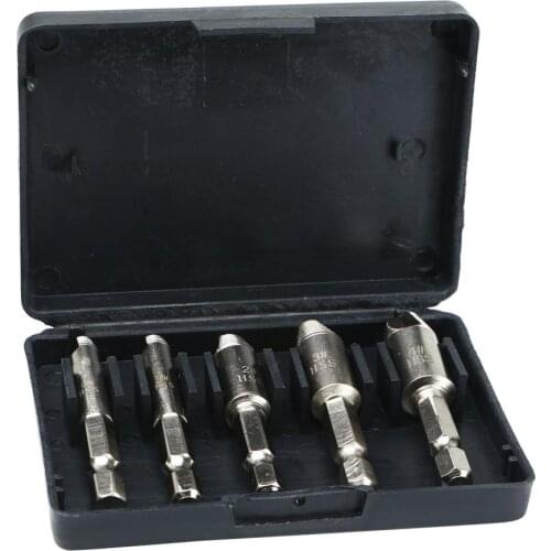 Double combined drills side drill out damaged screw puller remover handymen broken screw stud removal tool kit 5pc with case