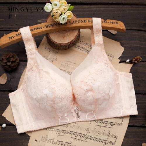 Womens Non-Steel Ring Non-Sponge Underwear Thin Mould Cup Breathable Large Size Gathering Bra Ultra-Thin Fat mm Anti-Sagging