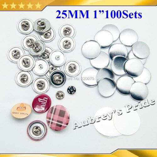 100 Sets 1" 25mm NEW Professional Butterfly Clutch-Back Metal All Steel Badge Button Maker Button Supply Materials