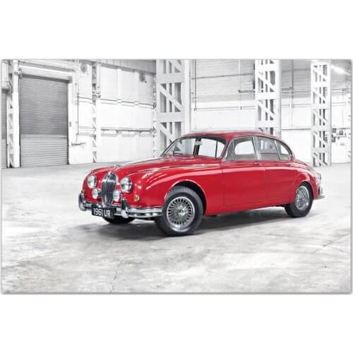 1961 Jaguar MK2 Classic Car Poster Wall Art Pictures for Living Room Home Decor Framed Canvas Painting