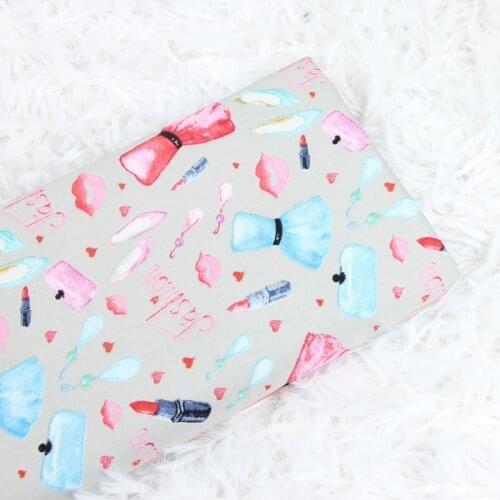 Half Meter Plain Cotton Fabric With Fashion Dress Shoes Print Handmade DIY Garment Dress ChildrenTtissue 100% Cotton CR-283