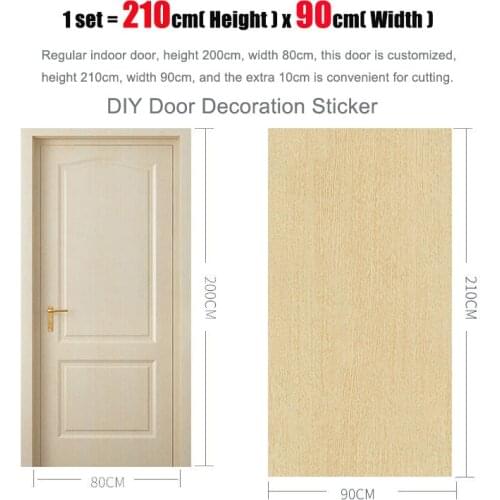 90x210CM Modern Fashion Furniture Renovation Door Sticker Wood Grain Peel&Stick Waterproof Fireproof Kitchen Wallpaper Removable