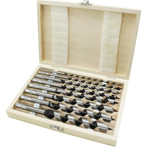 Woodworking Auger drill set 8PC hexagonal handle extended twist drill high carbon steel reaming and drilling in wooden box