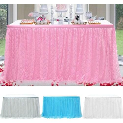 Tulle TUTU Table Skirt Tableware Wedding Party Baby Shower Birthday Decor Vintage Floral Lace Tablecloth