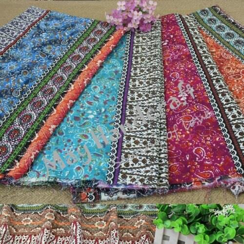1Meter/Lot Soft Linen Cotton Fabric 4 Colors African Style Printed Linen Cotton Fabric for Skirt Garment Curtain Cloth Dress
