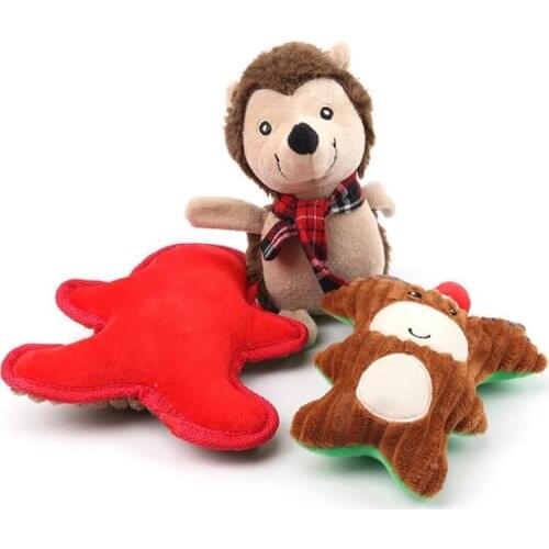 1Pcs Christmas Soft Toys Pet Dog Cats Interactive Toys Bear Animal Snowman Santa Chew Bite Squeak Pet Plush Toy for Small Dogs