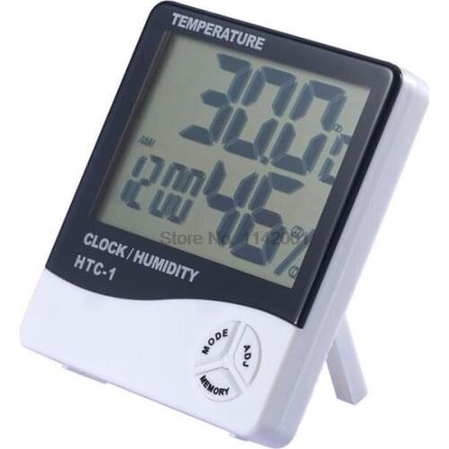 150pcs Weather Station HTC-1 Indoor Outdoor Thermometer Hygrometer Digital Temperature Humidity Meter Alarm Clock hot