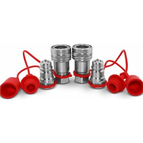 1/2" Ag Hydraulic Quick Connect Tractor Couplers Poppet Pioneer Style w/Dust Caps 2 Sets