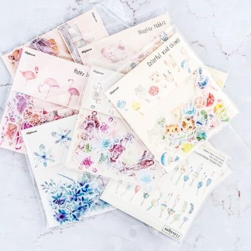 40Pcs/Pack Creative Small watercolor ink sticker Waterproof Sticker Decoration DIY Handmade Arts Craft Sticker